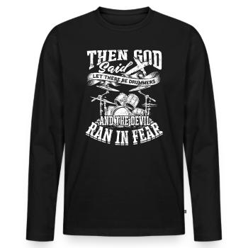 Drummer Jesus Cross Drummer Drummer - Men's Premium Organic Long Sleeve Shirt - black - Front - Nico (187cm)