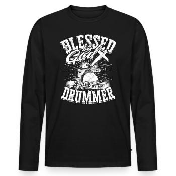 Drummer Jesus Cross Drummer Drummer - Men's Premium Organic Long Sleeve Shirt - black - Front - Nico (187cm)