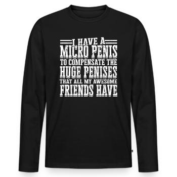 Micropénis Petit Pénis Sexe Cock Club Micro - T-shirt manches longues Premium bio Homme - noir - Devant - Nico (187cm)