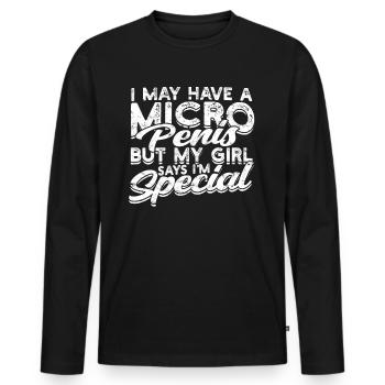 Micropénis Petit Pénis Sexe Cock Club Micro - T-shirt manches longues Premium bio Homme - noir - Devant - Nico (187cm)