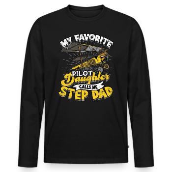 pilot flugzeug fliegen tochter geschenkidee gesche - Männer Premium Bio Langarmshirt - Schwarz - Vorne - Nico (187cm)