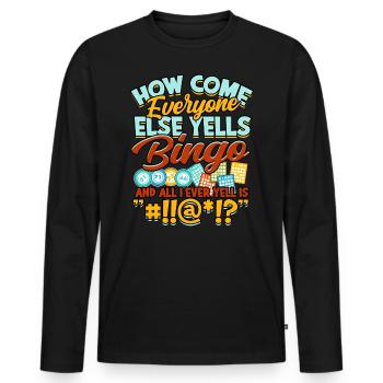 Bingo Gambling Bingo Player Grandma Game Lottery - Men's Premium Organic Long Sleeve Shirt - black - Front - Nico (187cm)