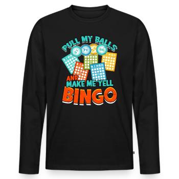 Bingo Gambling Bingo Player Grandma Game Lottery - Men's Premium Organic Long Sleeve Shirt - black - Front - Nico (187cm)