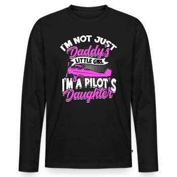 pilot flugzeug fliegen tochter geschenkidee gesche - Männer Premium Bio Langarmshirt - Schwarz - Vorne - Nico (187cm)