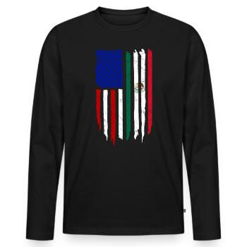 États-Unis Amérique Immigrants Citoyens américains FL américain - T-shirt manches longues Premium bio Homme - noir - Devant - Nico (187cm)