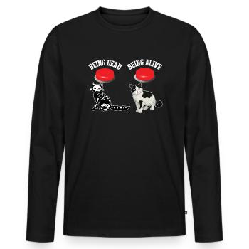 Wanted Schrodinger's Cat Alive Dead quantum physics - Men's Premium Organic Long Sleeve Shirt - black - Front - Nico (187cm)