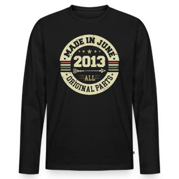 Juni 2013 Geburtstagsgeschenk Juni 2013 Juni 2013 - Männer Premium Bio Langarmshirt - Schwarz - Vorne - Nico (187cm)