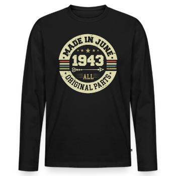 Juni 1943 Geburtstagsgeschenk Juni 1943 Juni 1943 - Männer Premium Bio Langarmshirt - Schwarz - Vorne - Nico (187cm)