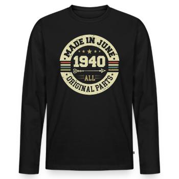 June 1940 Birthday Present June 1940 June 1940 - Men's Premium Organic Long Sleeve Shirt - black - Front - Nico (187cm)