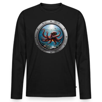 Octopus Animal - Men's Premium Organic Long Sleeve Shirt - black - Front - Nico (187cm)