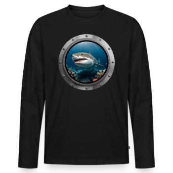 Shark Animal - 3 - Men's Premium Organic Long Sleeve Shirt - black - Front - Nico (187cm)