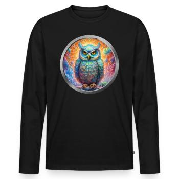 Owl Animal -4 - Men's Premium Organic Long Sleeve Shirt - black - Front - Nico (187cm)