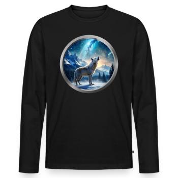 Wolf Animal - 4 - Men's Premium Organic Long Sleeve Shirt - black - Front - Nico (187cm)