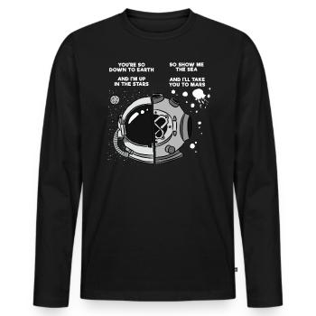 Fun Motive T-Shirts Tauchen Spaceman - Männer Premium Bio Langarmshirt - Schwarz - Vorne - Nico (187cm)