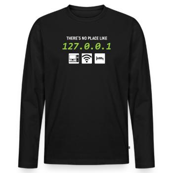 There is No Place Like 127.0.0.1 lustiges Admin - Männer Premium Bio Langarmshirt - Schwarz - Vorne - Nico (187cm)