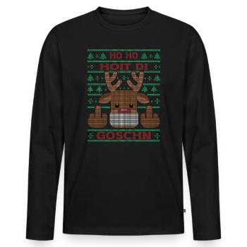Ho Ho Hoit di Goschn lustiges Ugly Christmas - Männer Premium Bio Langarmshirt - Schwarz - Vorne - Nico (187cm)