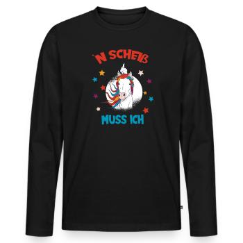 N Scheiß muss ich - Männer Premium Bio Langarmshirt - Schwarz - Vorne - Nico (187cm)