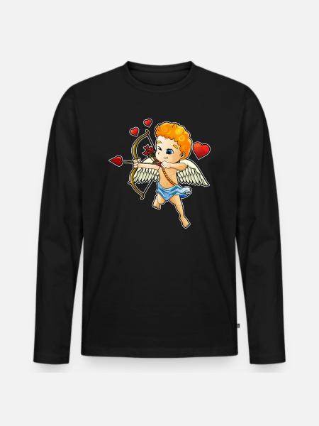 Valentijnsdag Cupido - Mannen Premium Bio shirt met lange mouwen - zwart