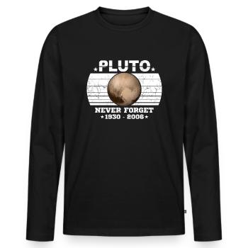 Never Forget Pluto Shirt Vintage Planet Pluto - Men's Premium Organic Long Sleeve Shirt - black - Front - Nico (187cm)