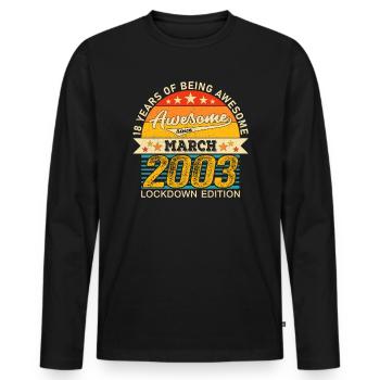 18ème anniversaire 18 ans 2003 mars english - T-shirt manches longues Premium bio Homme - noir - Devant - Nico (187cm)