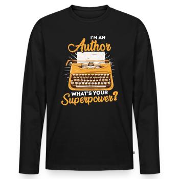 I am an author, what is your superpower? - Men's Premium Organic Long Sleeve Shirt - black - Front - Nico (187cm)