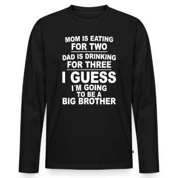 Maman mange pour deux papas boit pour trois frères - T-shirt manches longues Premium bio Homme - noir - Devant - Nico (187cm)