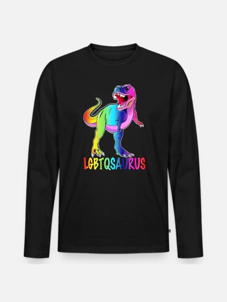 LGBT Dinosaur - LGBTQ Pride - Men's Premium Organic Long Sleeve Shirt - black