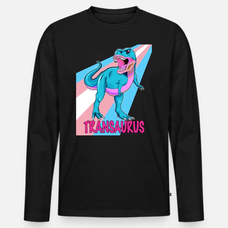 Transgender Dino - Transaurus - Männer Premium Bio Langarmshirt - Schwarz