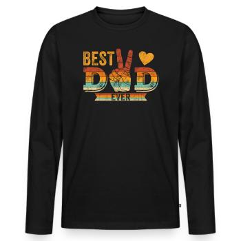 Beste Papa Best Dad Grunge Vintage Herz Peace - Männer Premium Bio Langarmshirt - Schwarz - Vorne - Nico (187cm)