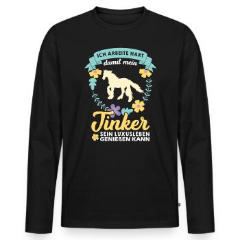 Irish Tinker Gypsy Cob Pferd Pferdemädchen - Männer Premium Bio Langarmshirt - Schwarz - Vorne - Nico (187cm)