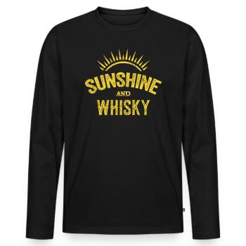 Sunshine And Whisky Retro Sonnennenschein Whisky - Männer Premium Bio Langarmshirt - Schwarz - Vorne - Nico (187cm)