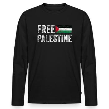 Free Palestine Support Free Palestine Flag - Men's Premium Organic Long Sleeve Shirt - black - Front - Nico (187cm)