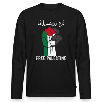Free Palestine Support Free Palestine Flag - Men's Premium Organic Long Sleeve Shirt - black - Front - Nico (187cm)