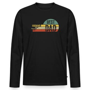 Husband Daddy Protector Hero Best Dad Vatertag - Männer Premium Bio Langarmshirt - Schwarz - Vorne - Nico (187cm)