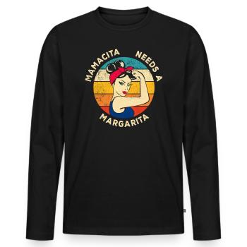 Mamacita Needs a Margarita Retro Vintage - T-shirt manches longues Premium bio Homme - noir - Devant - Nico (187cm)