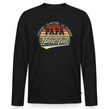 Papa L'Homme Le Mythe La Légende Père-fect Rétro - Männer Premium Bio Langarmshirt - Schwarz - Vorne - Nico (187cm)