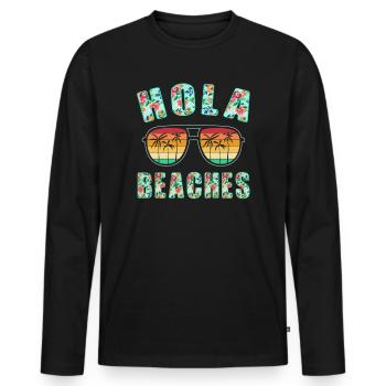 Hola Beaches Top Retro Summer Beach Sunglasses - Men's Premium Organic Long Sleeve Shirt - black - Front - Nico (187cm)
