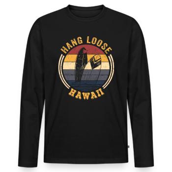Hawaï Shirt Aloha Hang-Loose Surf Surf - T-shirt manches longues Premium bio Homme - noir - Devant - Nico (187cm)