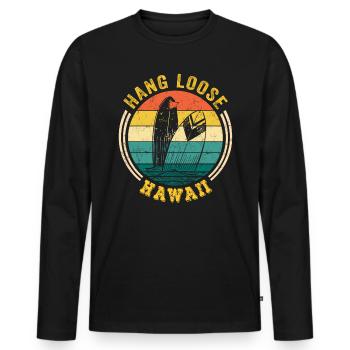 Hawaï Shirt Aloha Hang-Loose Surf Surf - T-shirt manches longues Premium bio Homme - noir - Devant - Nico (187cm)