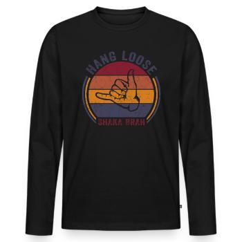 Hawaï Shirt Aloha Hang-Loose Surf Surf - T-shirt manches longues Premium bio Homme - noir - Devant - Nico (187cm)