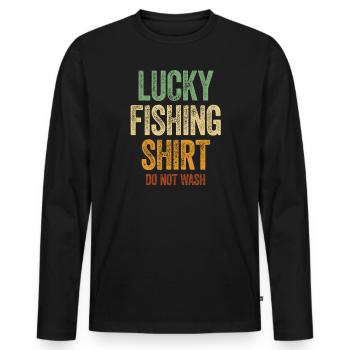 Lucky Fishing Shirt Do Not Wash Fisherman Gifts - Men's Premium Organic Long Sleeve Shirt - black - Front - Nico (187cm)
