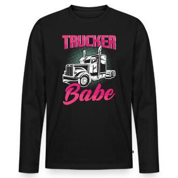 Trucker Babe Weiblicher Lkw-Fahrer Frau Trucker - Männer Premium Bio Langarmshirt - Schwarz - Vorne - Nico (187cm)