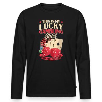 C’est ma chemise de jeu chanceuse ne pas laver - T-shirt manches longues Premium bio Homme - noir - Devant - Nico (187cm)