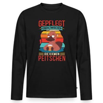Gepflegt einen in die Kiemen peitschen Biertrinker - Männer Premium Bio Langarmshirt - Schwarz - Vorne - Nico (187cm)