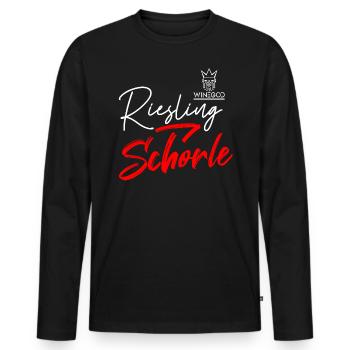 Winegod funny saying Riesling Schorle - Men's Premium Organic Long Sleeve Shirt - black - Front - Nico (187cm)