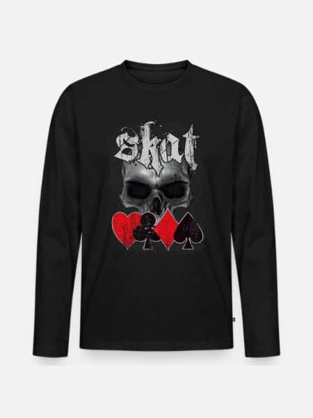 Skatspieler - Männer Premium Bio Langarmshirt - Schwarz