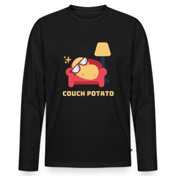 Couch Potato - Stubenhocker Serienjunkie Filmfreak - Männer Premium Bio Langarmshirt - Schwarz - Vorne - Nico (187cm)