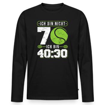 Nicht 70 Ich bin 30:30 für 70. Geburtstag Tennis - Männer Premium Bio Langarmshirt - Schwarz - Vorne - Nico (187cm)