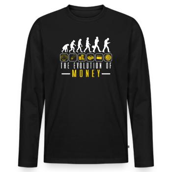 The Evolution of Money For Crypto Investors - Men's Premium Organic Long Sleeve Shirt - black - Front - Nico (187cm)