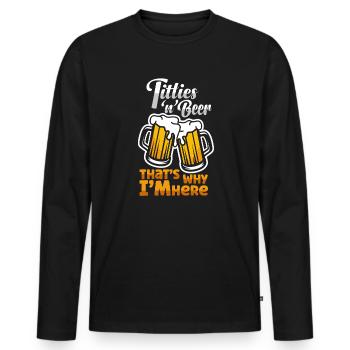 Beer Lovers Design | I love Titties and Beer - Men's Premium Organic Long Sleeve Shirt - black - Front - Nico (187cm)